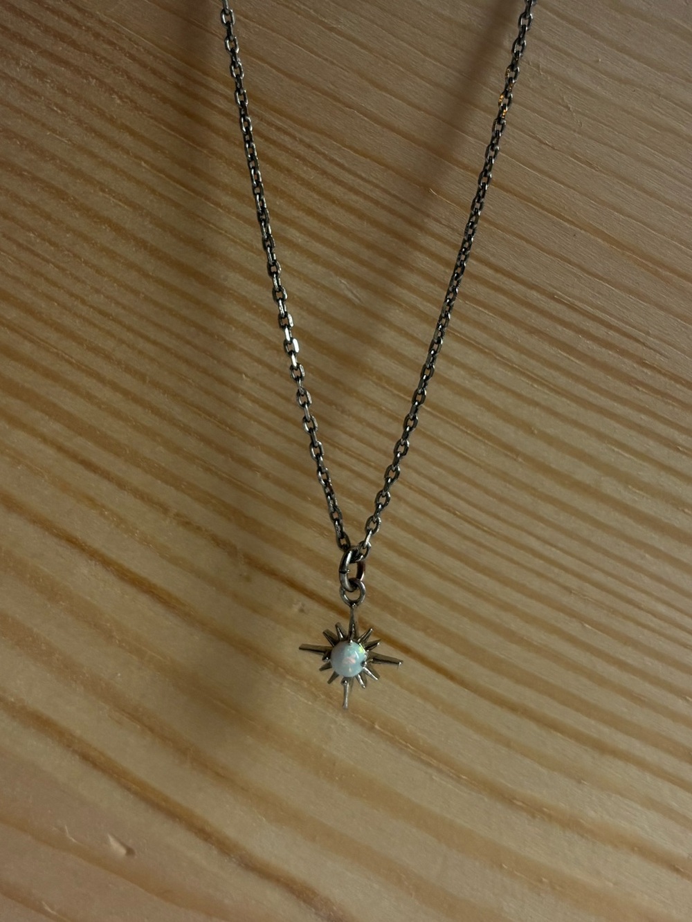 Silver Starburst Opal Pendant Necklace - Women Jewelry
